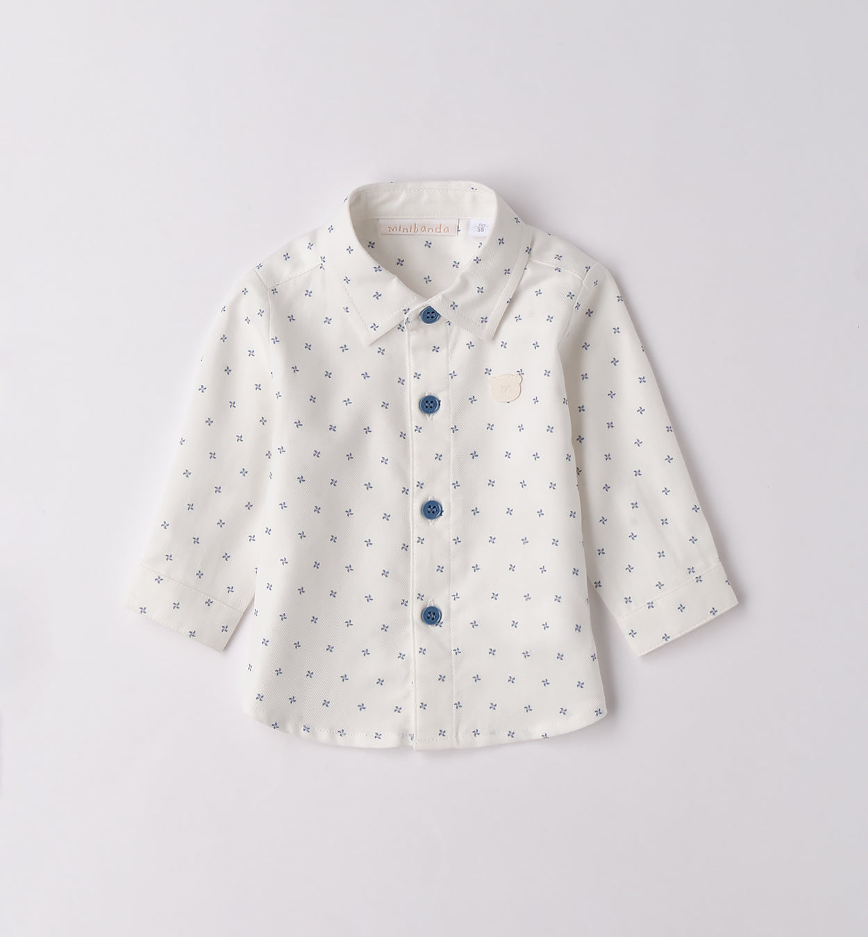 Completo bambino camicia fantasia e cardigan blu