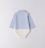 Completo casual chic bimbo maglia navy e pantaloni beige