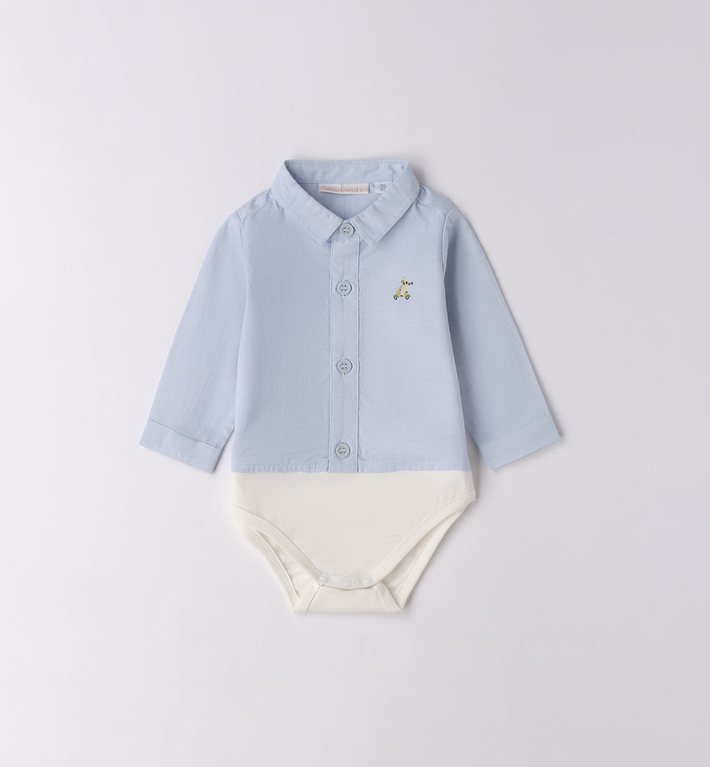 Completo casual chic bimbo maglia navy e pantaloni beige