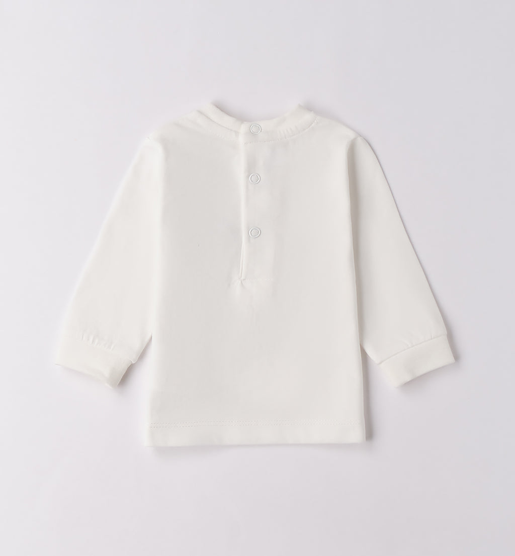 Completo bambino cardigan blu e pantalone beige