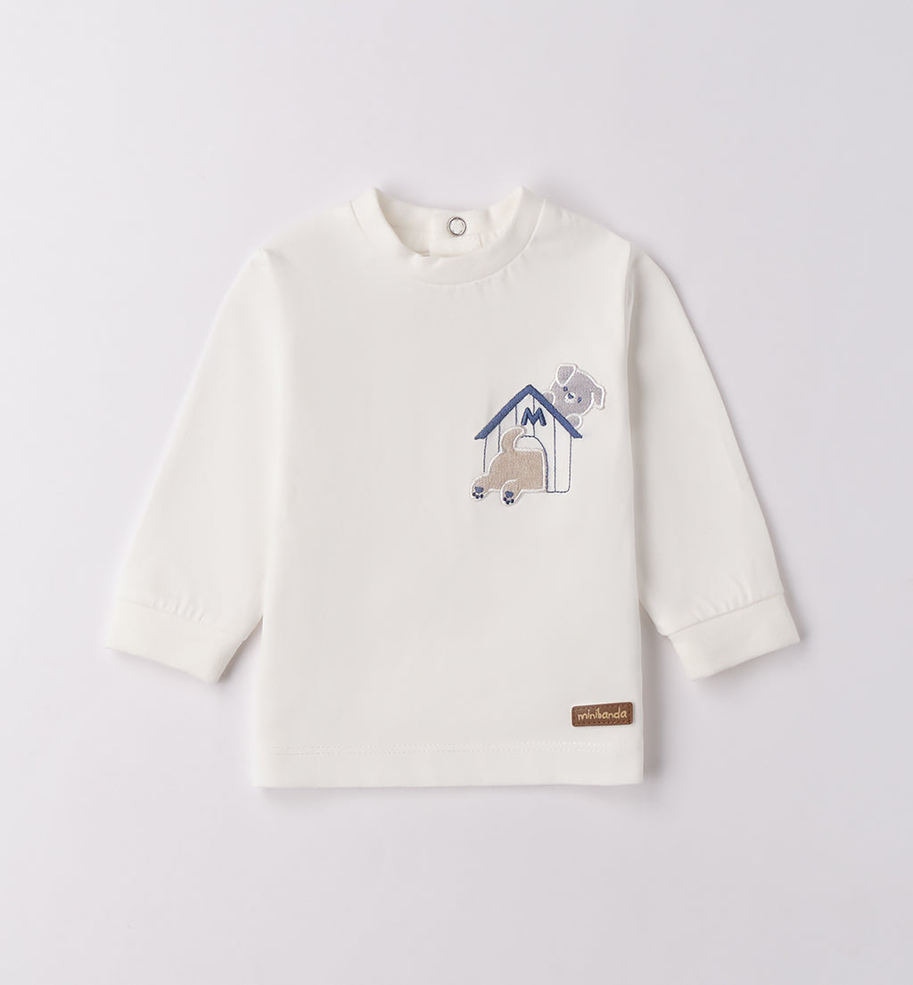 Completo bambino cardigan blu e pantalone beige