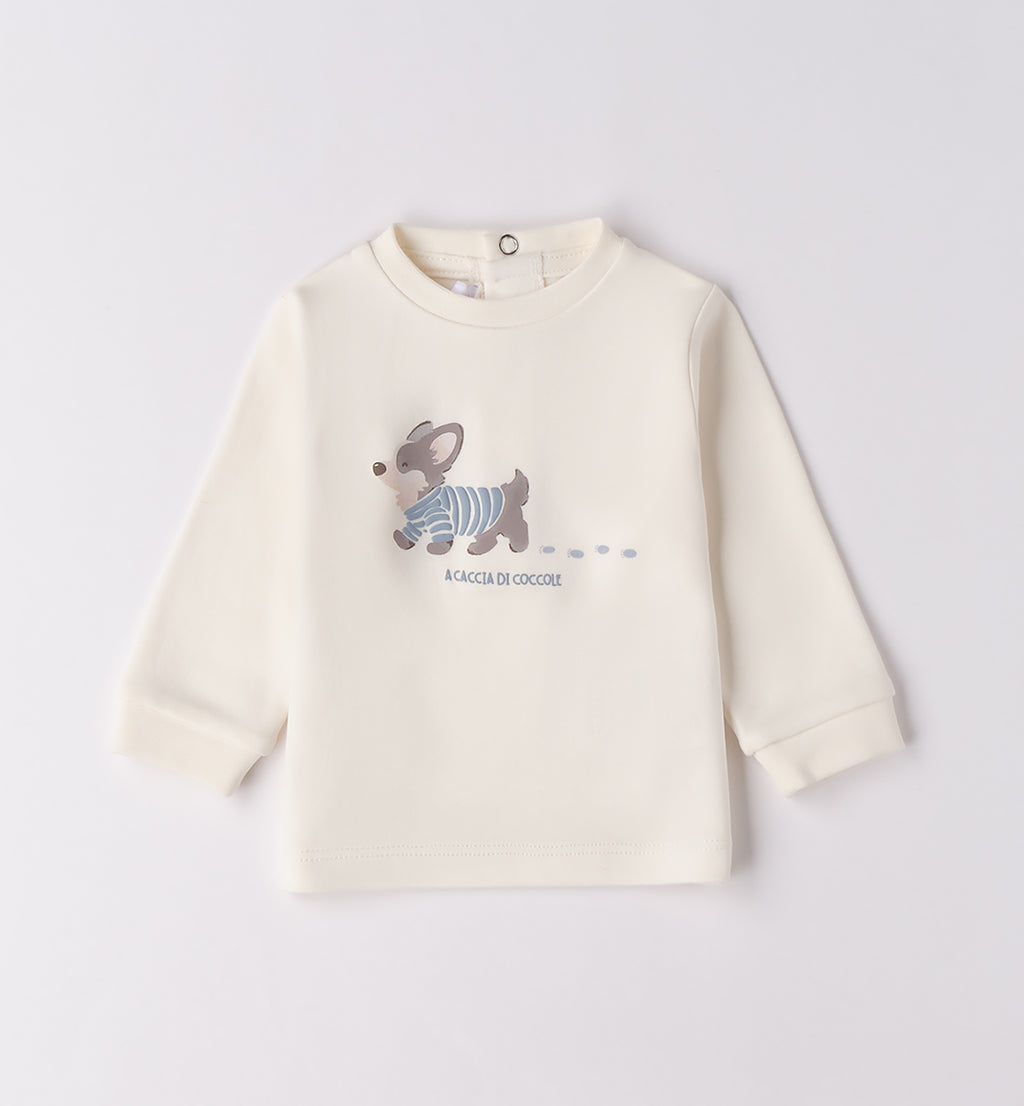 Completo bambino giacca beige e pantalone blu