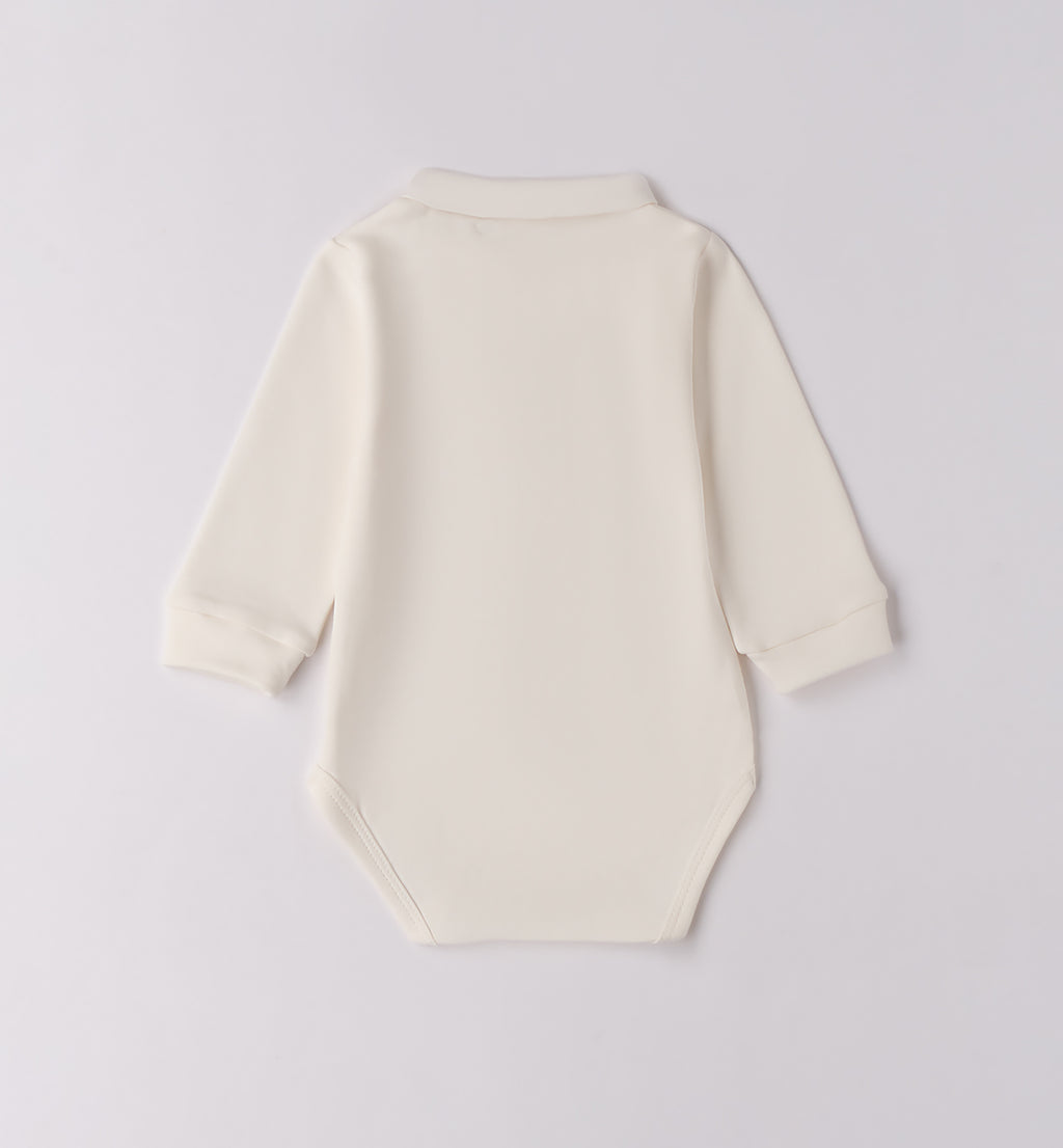 Tutina tre pezzi neonato in cotone e lana azzurro e beige