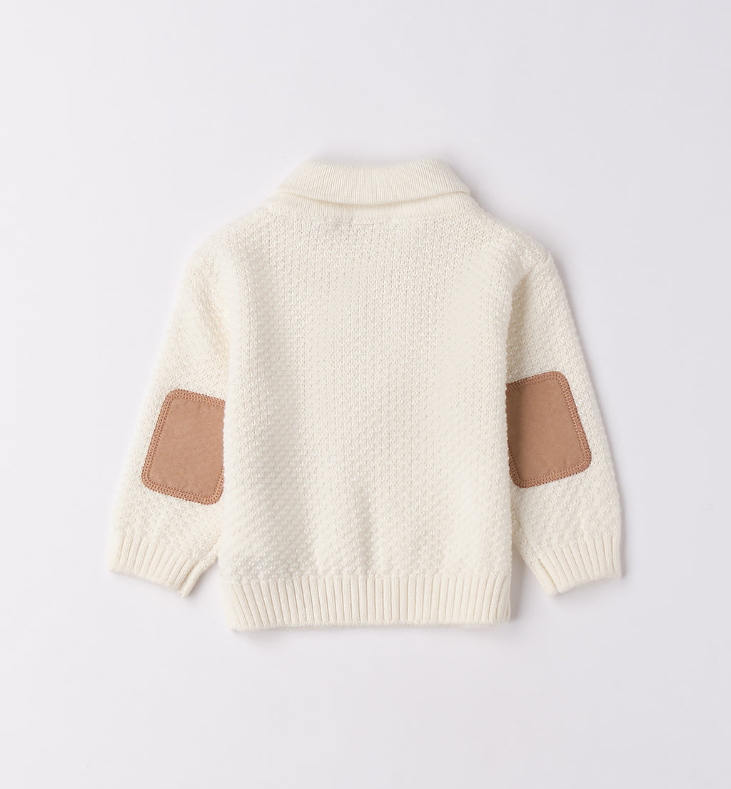 Completo bambino maglia panna e pantalone velluto beige