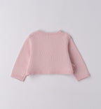 Completo bimba rosa e grigio con abito e cardigan