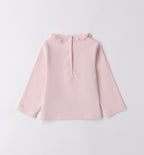 Completo bimba rosa e grigio con abito e cardigan