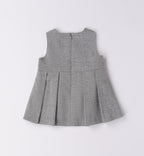 Completo bimba rosa e grigio con abito e cardigan
