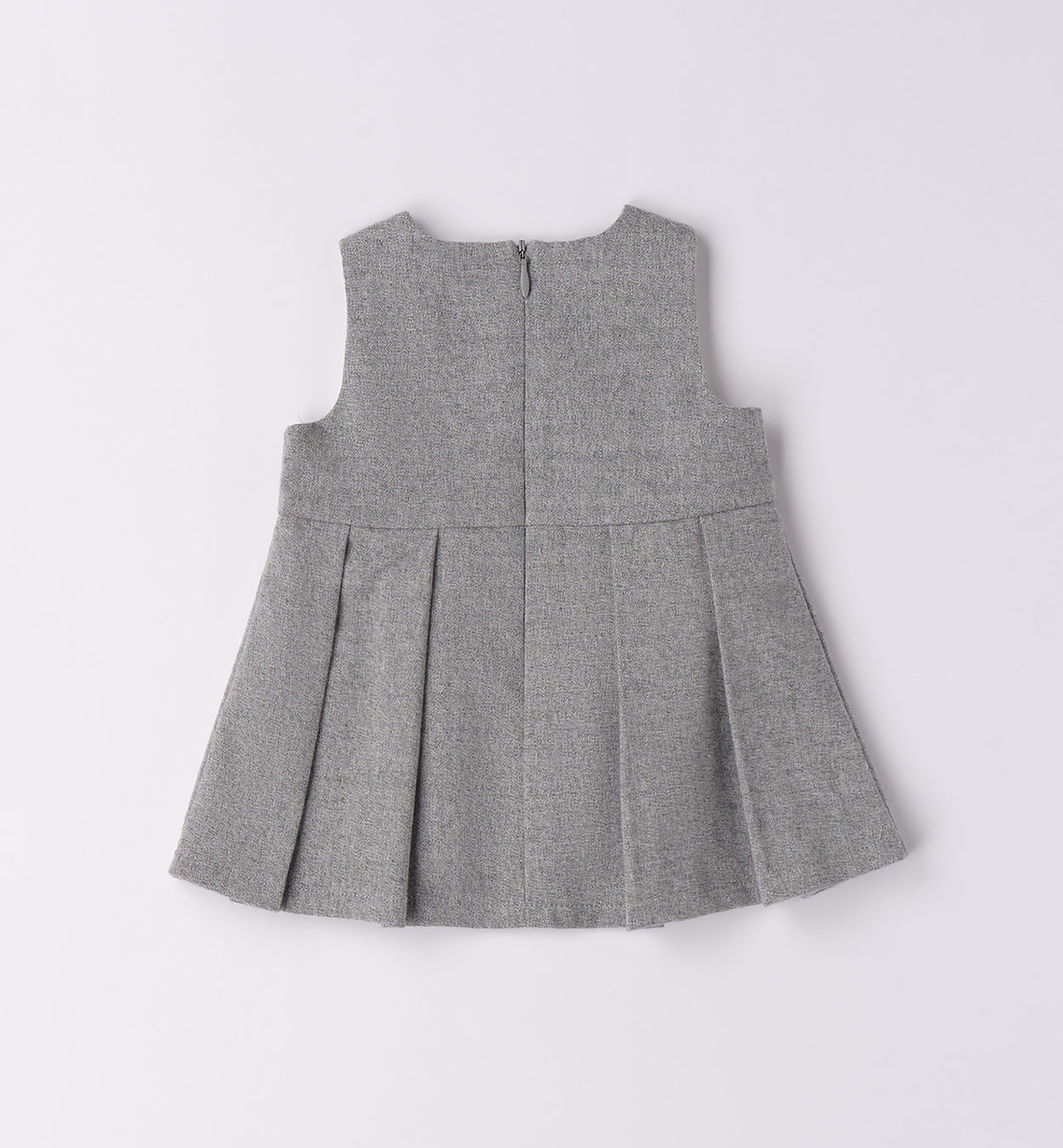 Completo bimba rosa e grigio con abito e cardigan