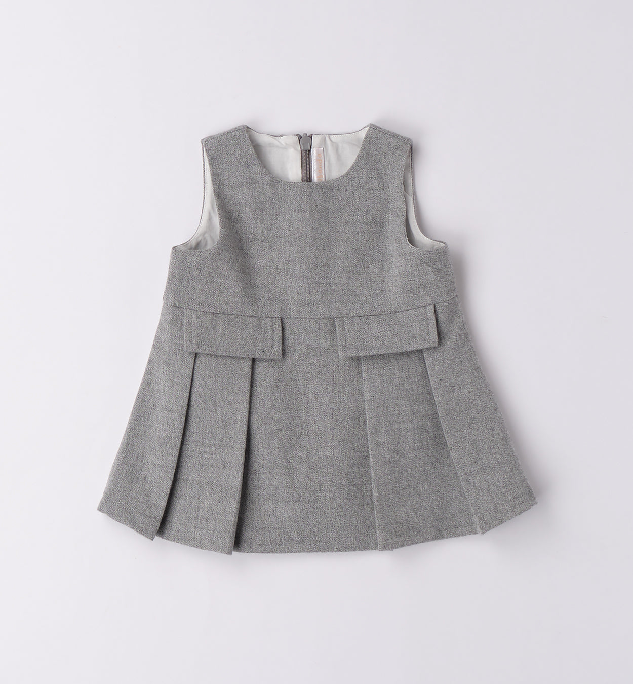 Completo bimba rosa e grigio con abito e cardigan