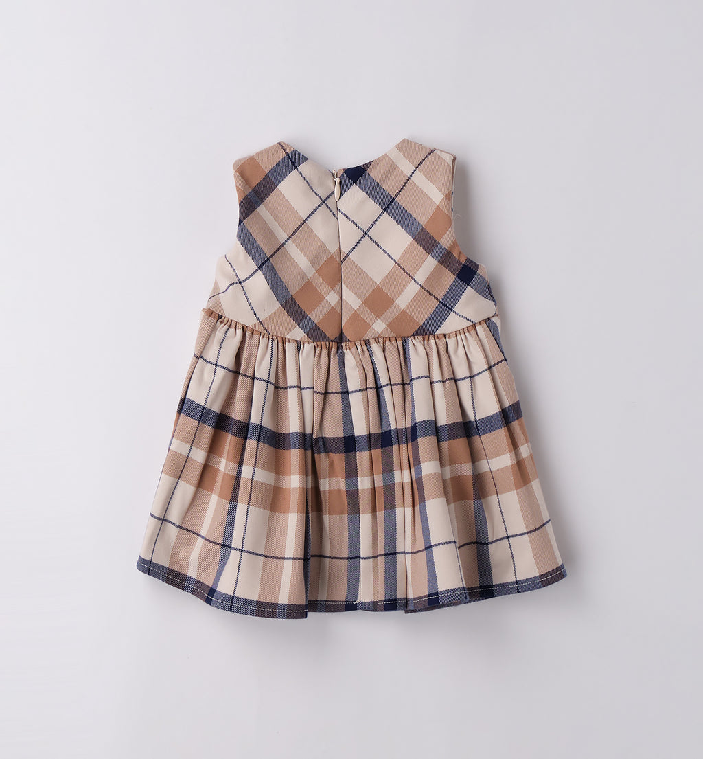Completo bimba scozzese beige e blu