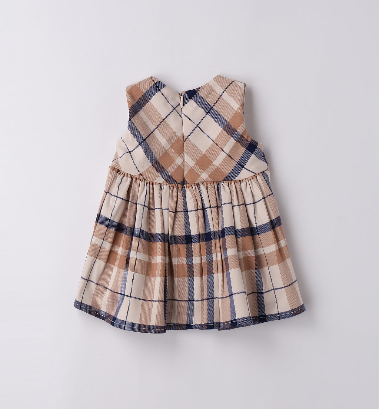 Completo bimba scozzese beige e blu