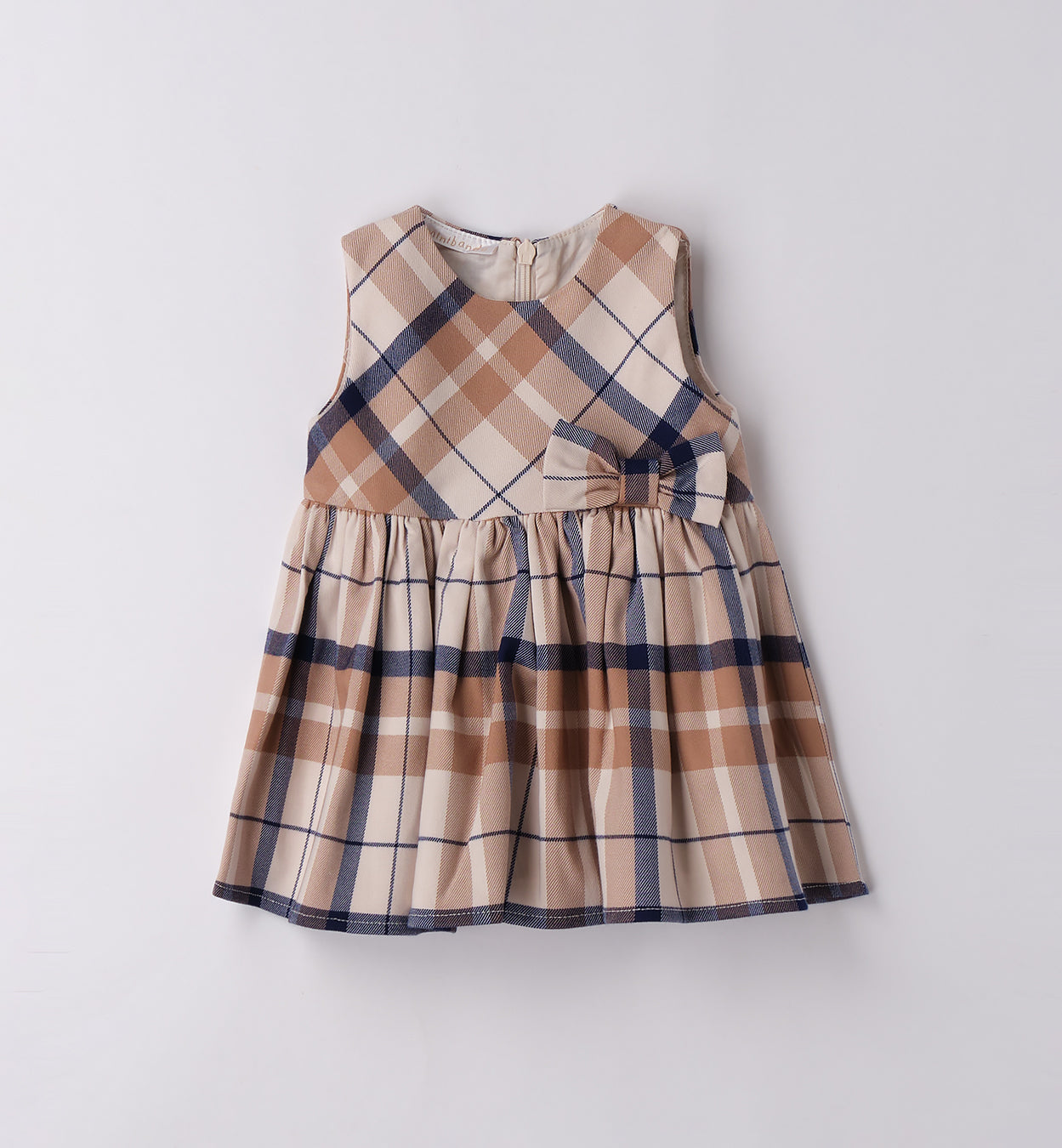 Completo bimba scozzese beige e blu