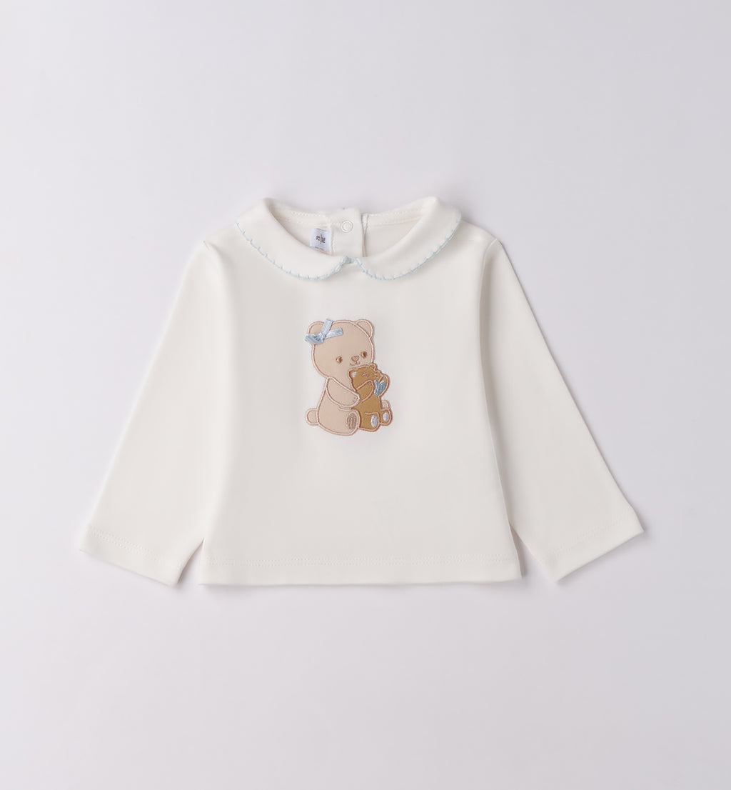 Completo bimba turchese con orsetto e shorts