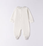 Tutina ciniglia neonata bianco latte con dettagli scozzesi