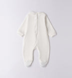 Tutina neonata caldo cotone bianco latte con cuori tortora