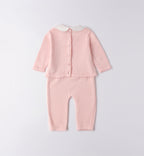 Tutina neonata rosa con colletto bianco