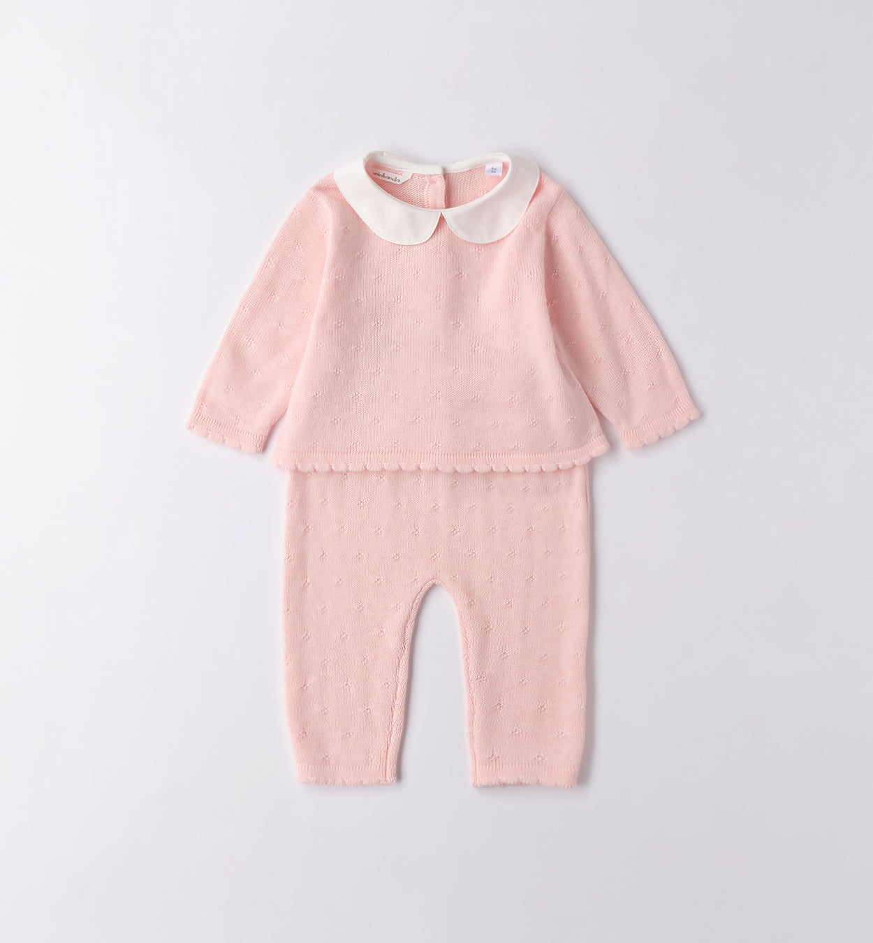 Tutina neonata rosa con colletto bianco