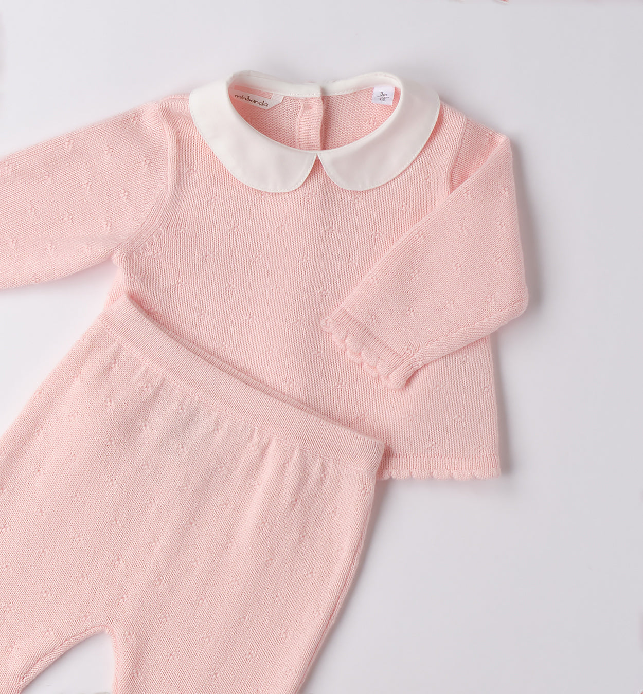 Tutina neonata rosa con colletto bianco