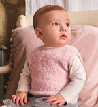 Completo bimba rosa e grigio con gilet e gonna