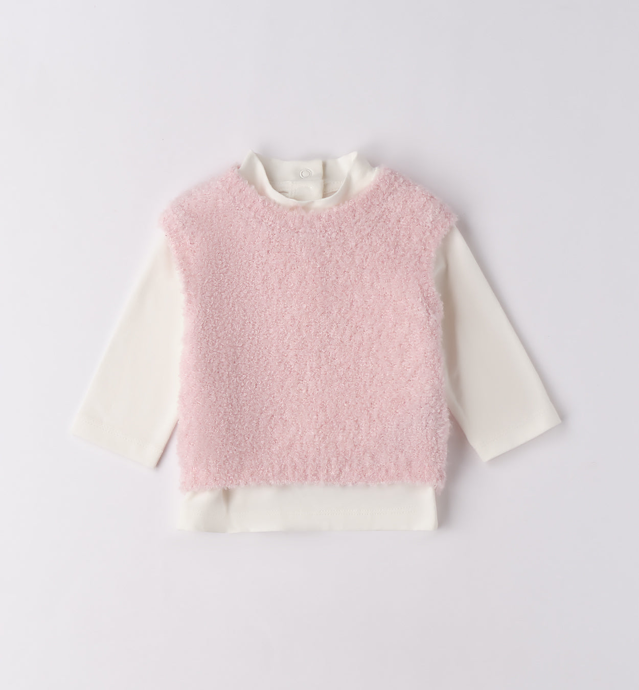 Completo bimba rosa e grigio con gilet e gonna