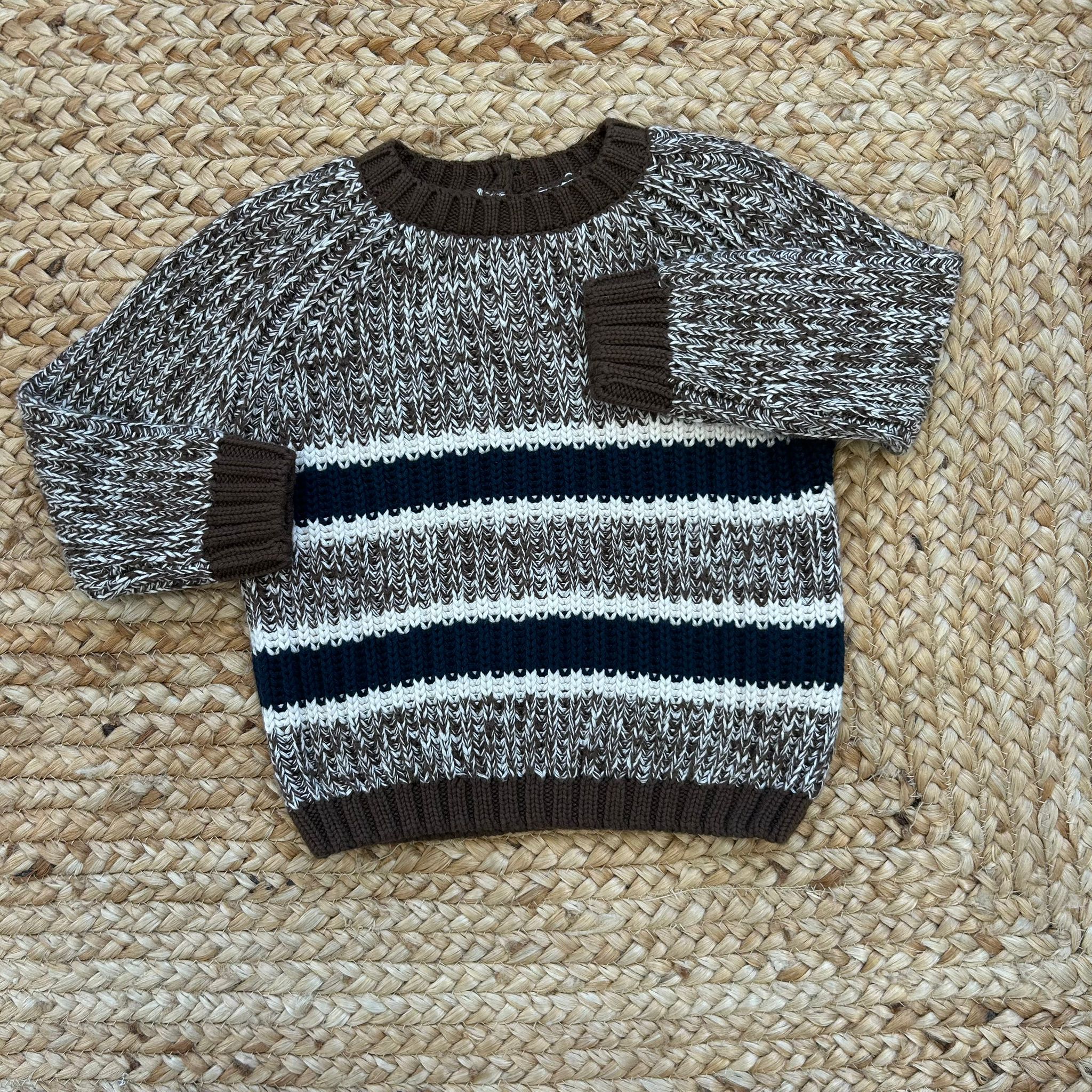 Maglioncino bimbo marrone mélange a righe