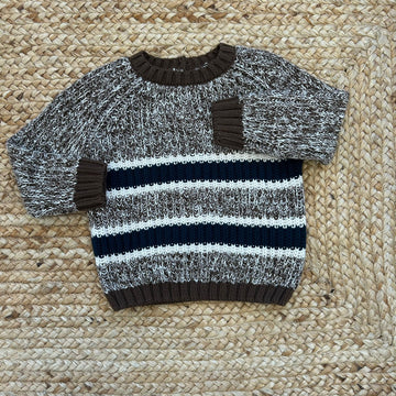 Maglioncino bimbo marrone mélange a righe