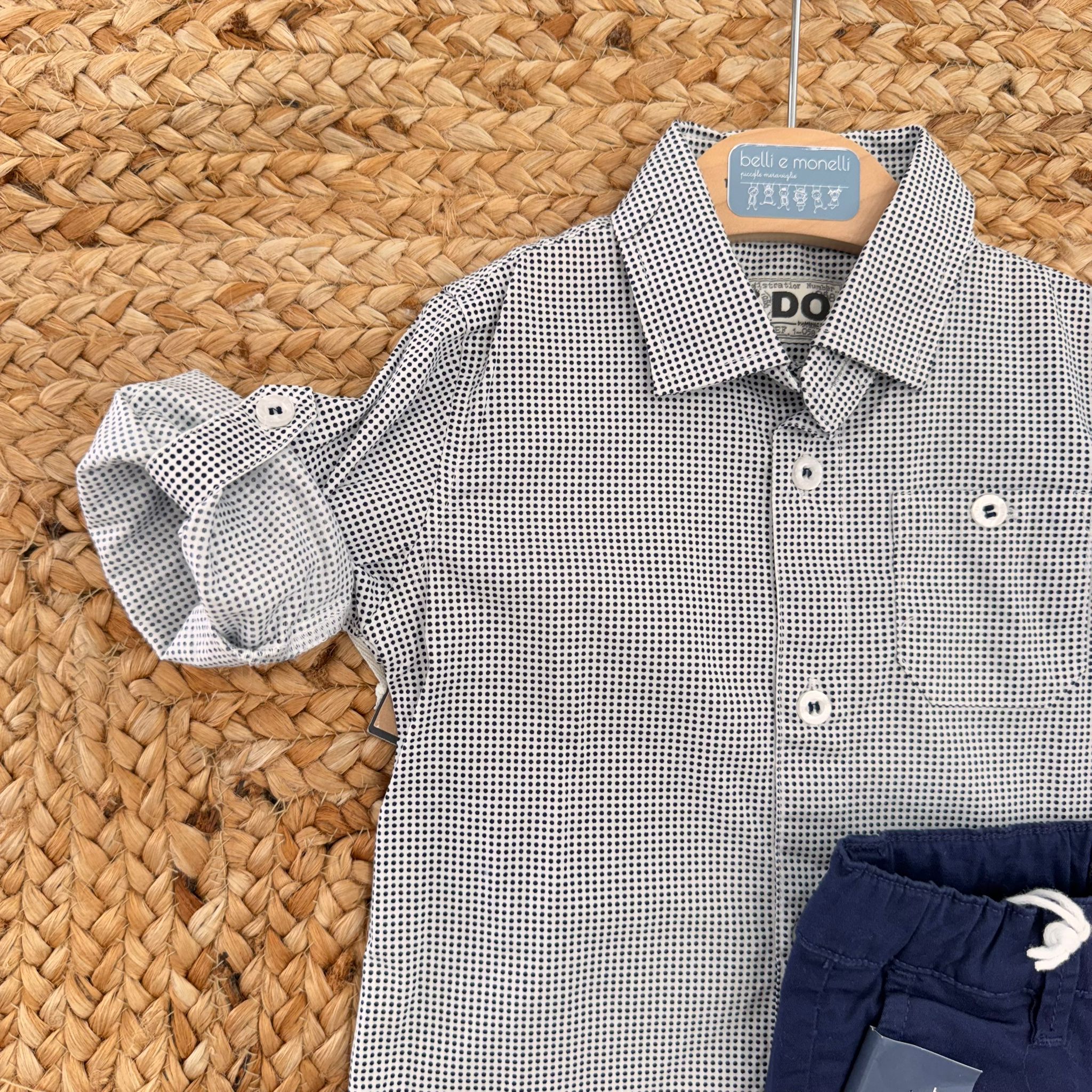 COMPLETO IDO CAMICIA MICROFANTASIA E BERMUDA BLU