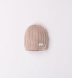 Cappellino neonato/a in lana-cotone beige e panna