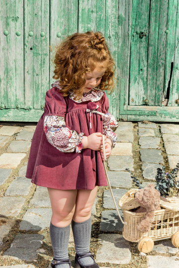 Mini Abitino in Velluto e Cotone con Motivi Bosco