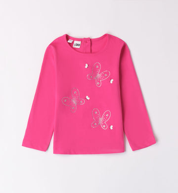 Maglia bimba fucsia con farfalline