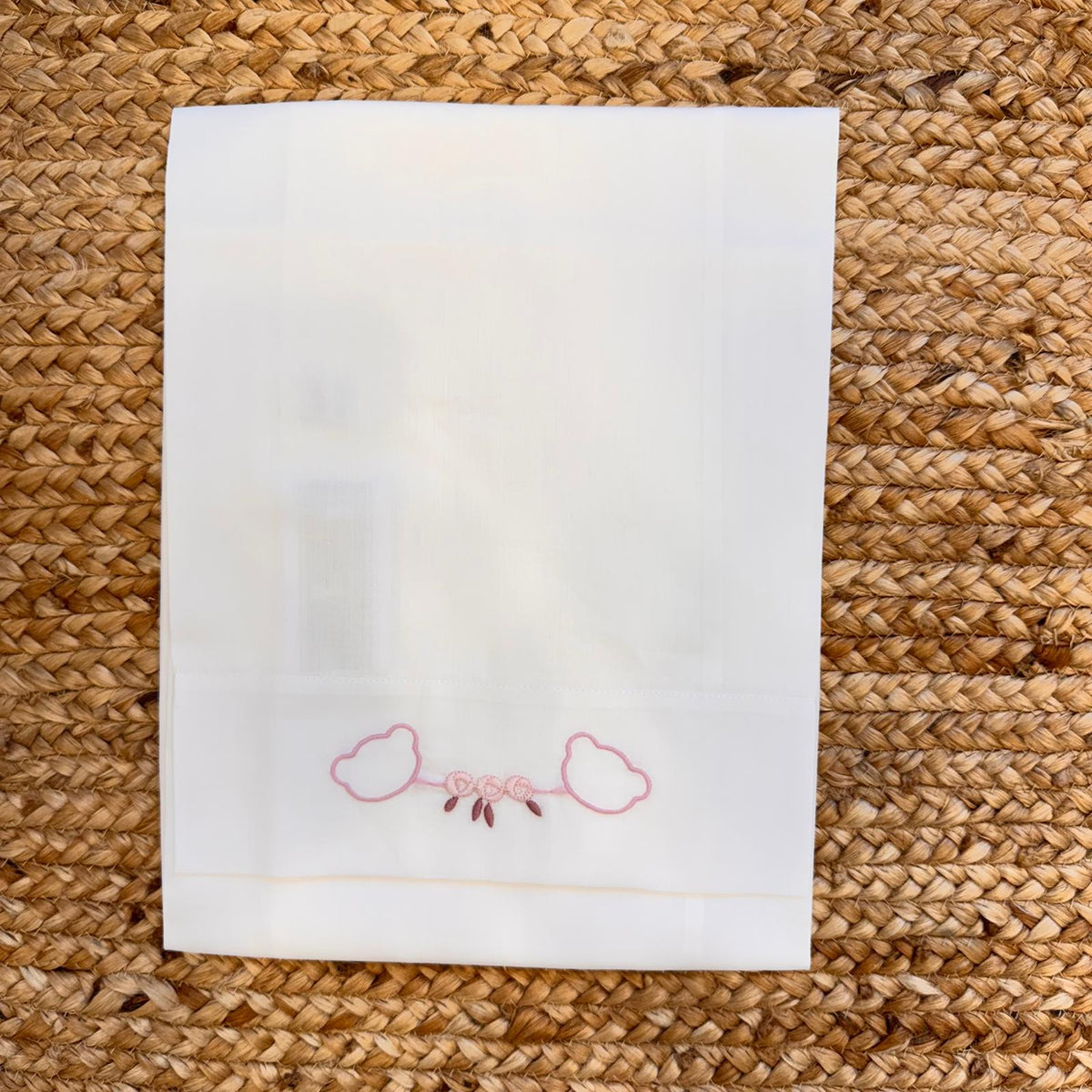 Lenzuola culla neonata puro cotone ricamo orsetto rosa