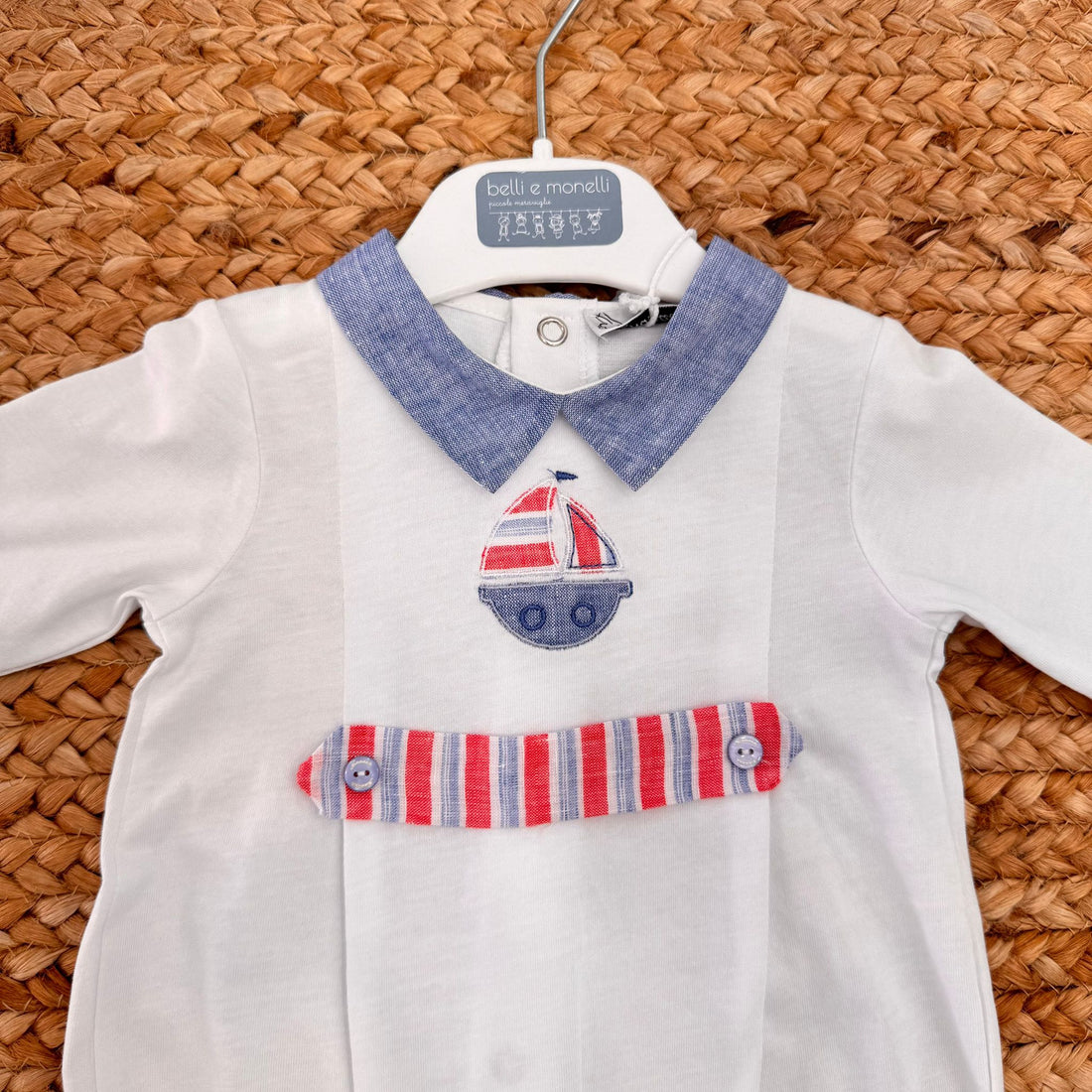 Tutina neonato cotone estiva con barchetta e dettagli marini – primo cambio ospedale bimbo