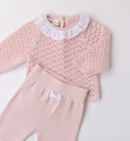Completo nascita bimba elegante con collettino bianco e fiocco