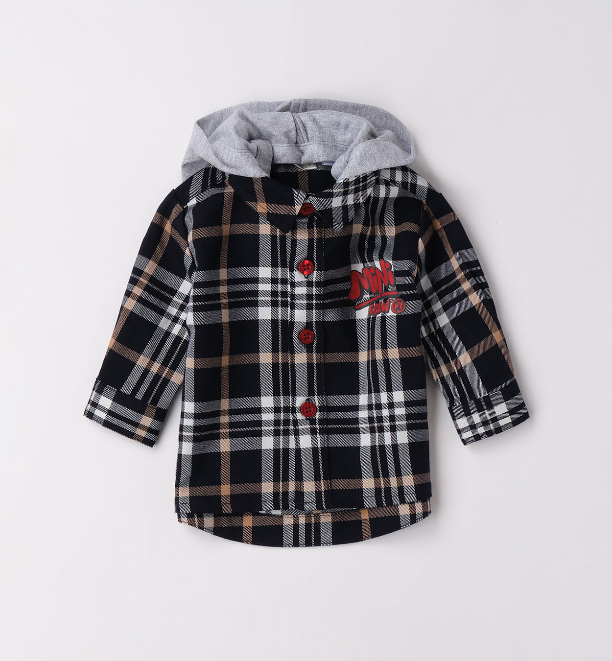 Completo bambino camicia a quadri e pantalone beige