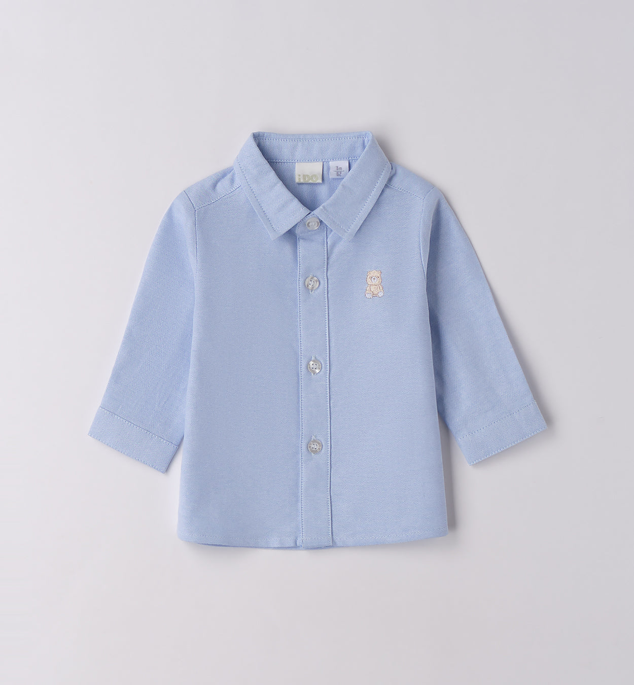 Completo bambino camicia azzurra e cardigan beige