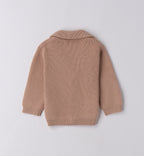 Completo bambino camicia azzurra e cardigan beige
