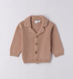 Completo bambino camicia azzurra e cardigan beige