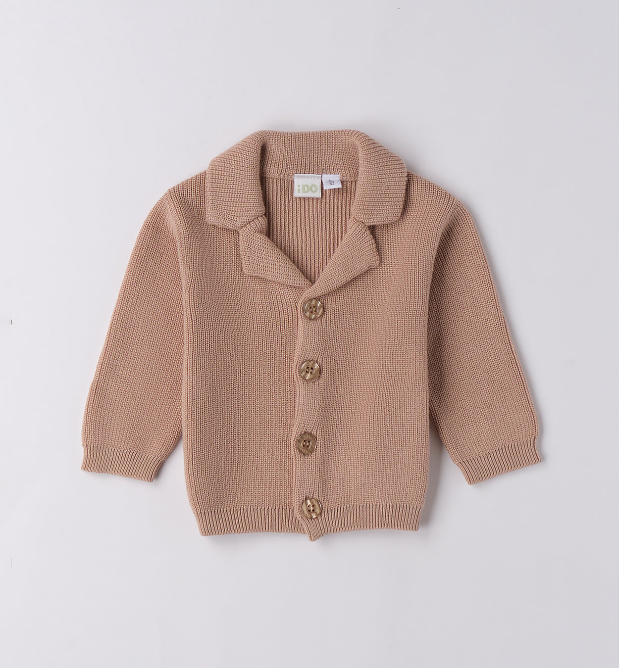 Completo bambino camicia azzurra e cardigan beige