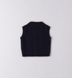 Completo elegante bambino gilet blu e camicia bianca