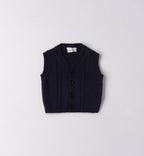 Completo elegante bambino gilet blu e camicia bianca