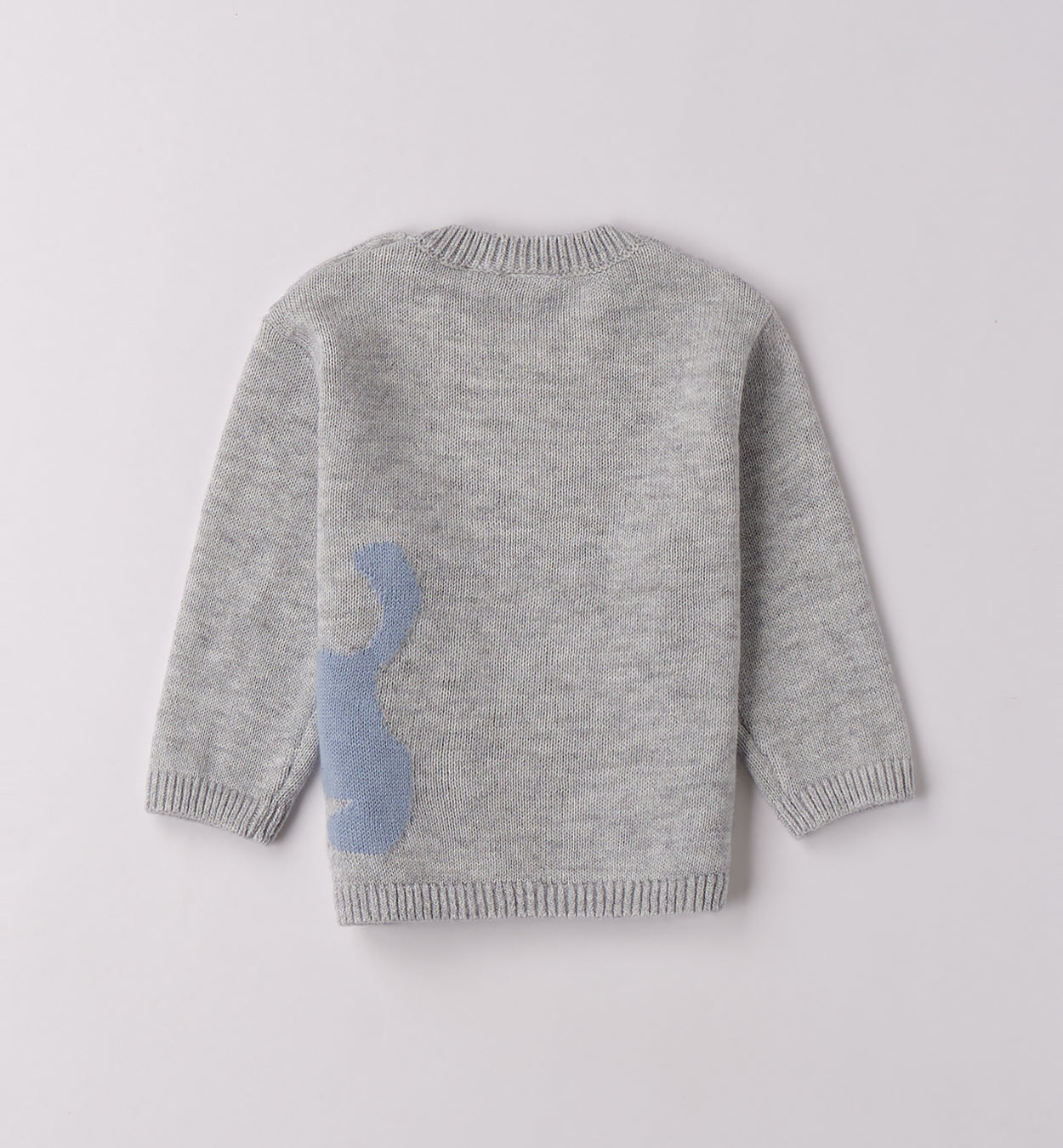 Completo bambino maglia grigia cane e pantalone a quadri blu