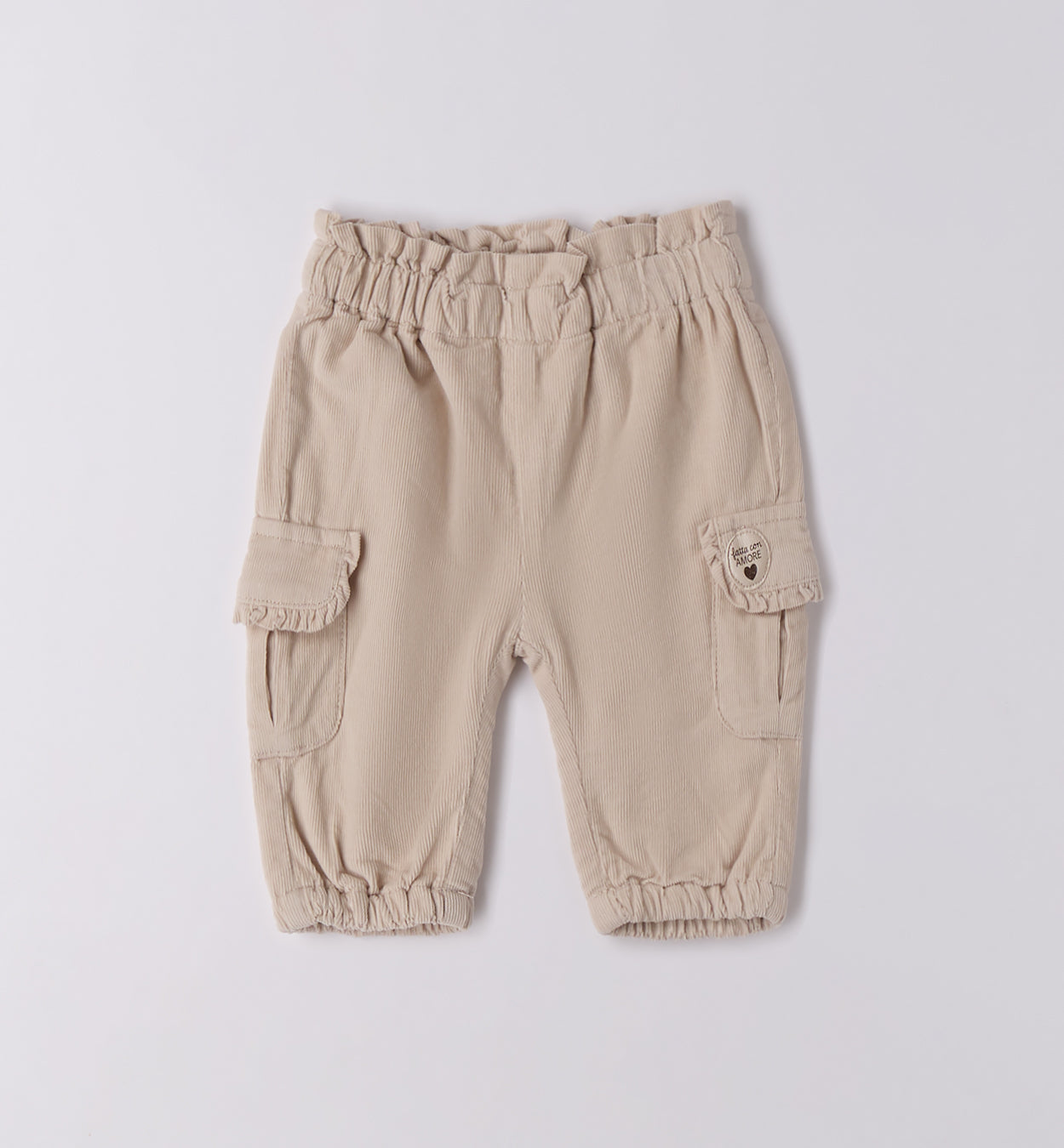 Completo bimba beige con maglia coniglietti e pantaloni