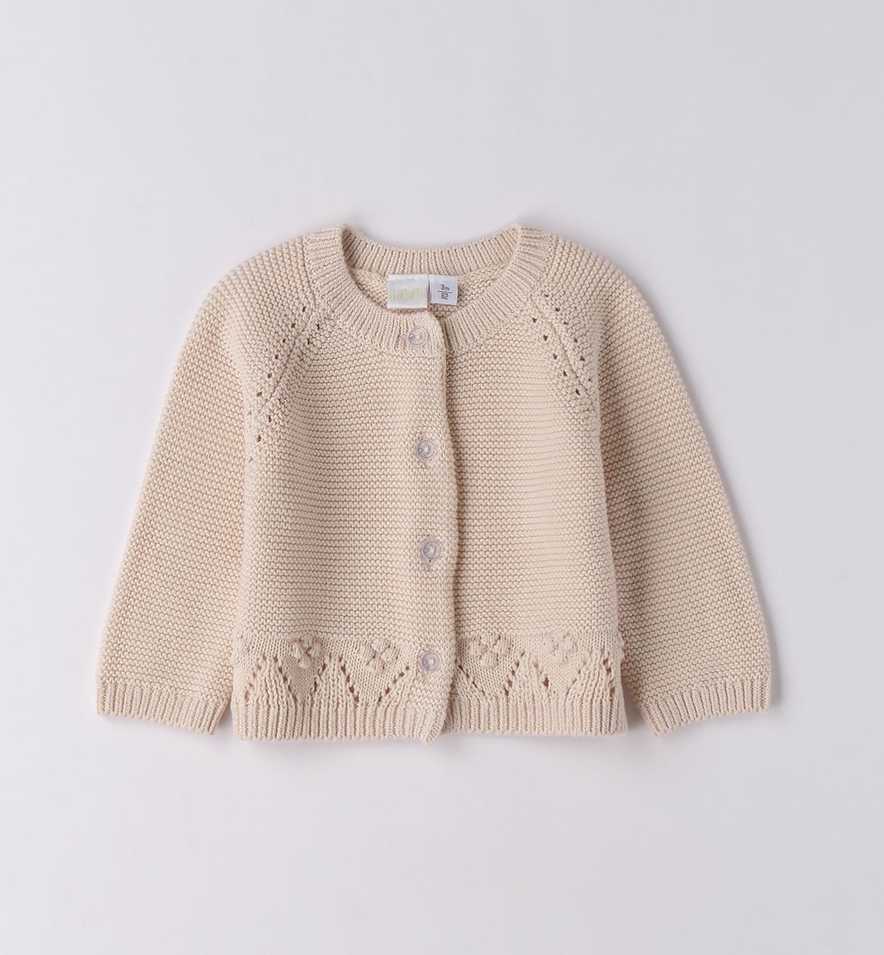Completo bimba caldo cotone panna e azzurro con fiocco