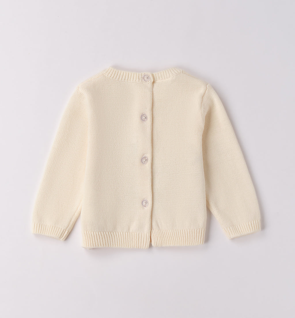 Completo bimba beige con maglia coniglietti e pantaloni