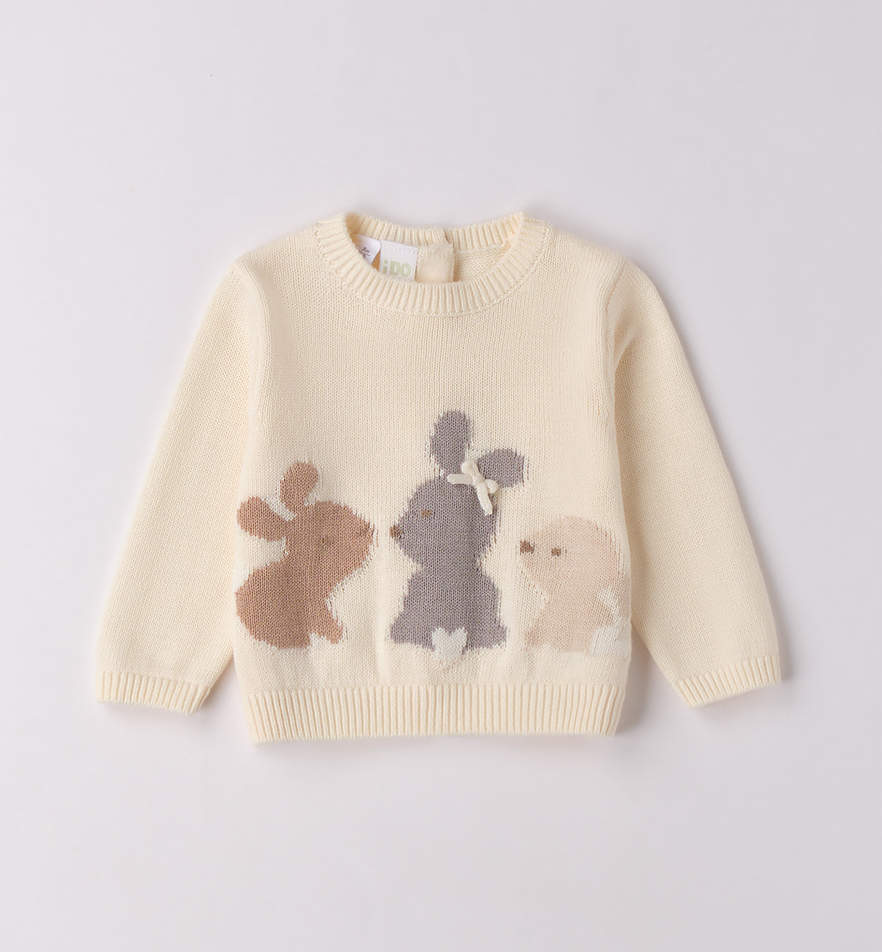 Completo bimba beige con maglia coniglietti e pantaloni