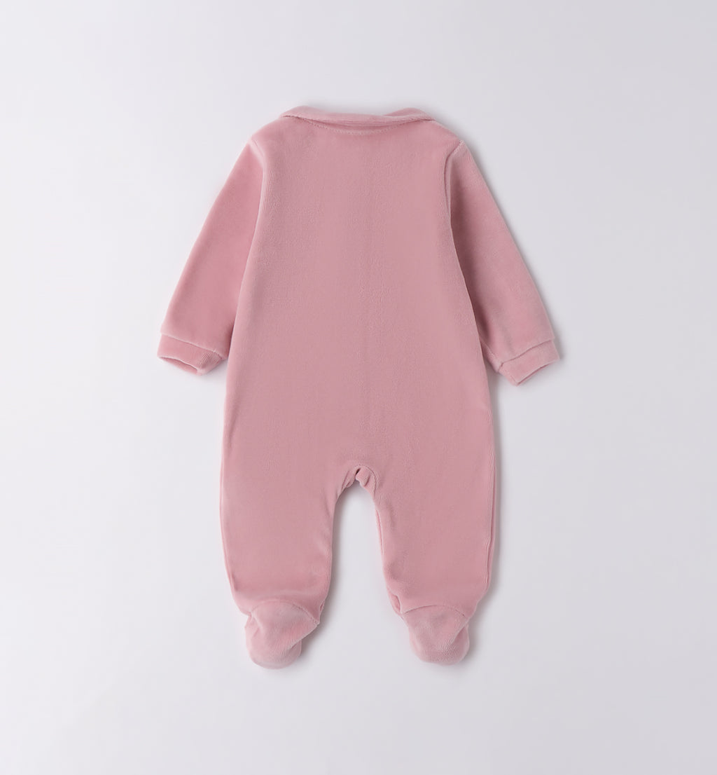 Tutina ciniglia rosa con ricami cupcake