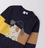 Completo bambino caldo cotone blu e cammello