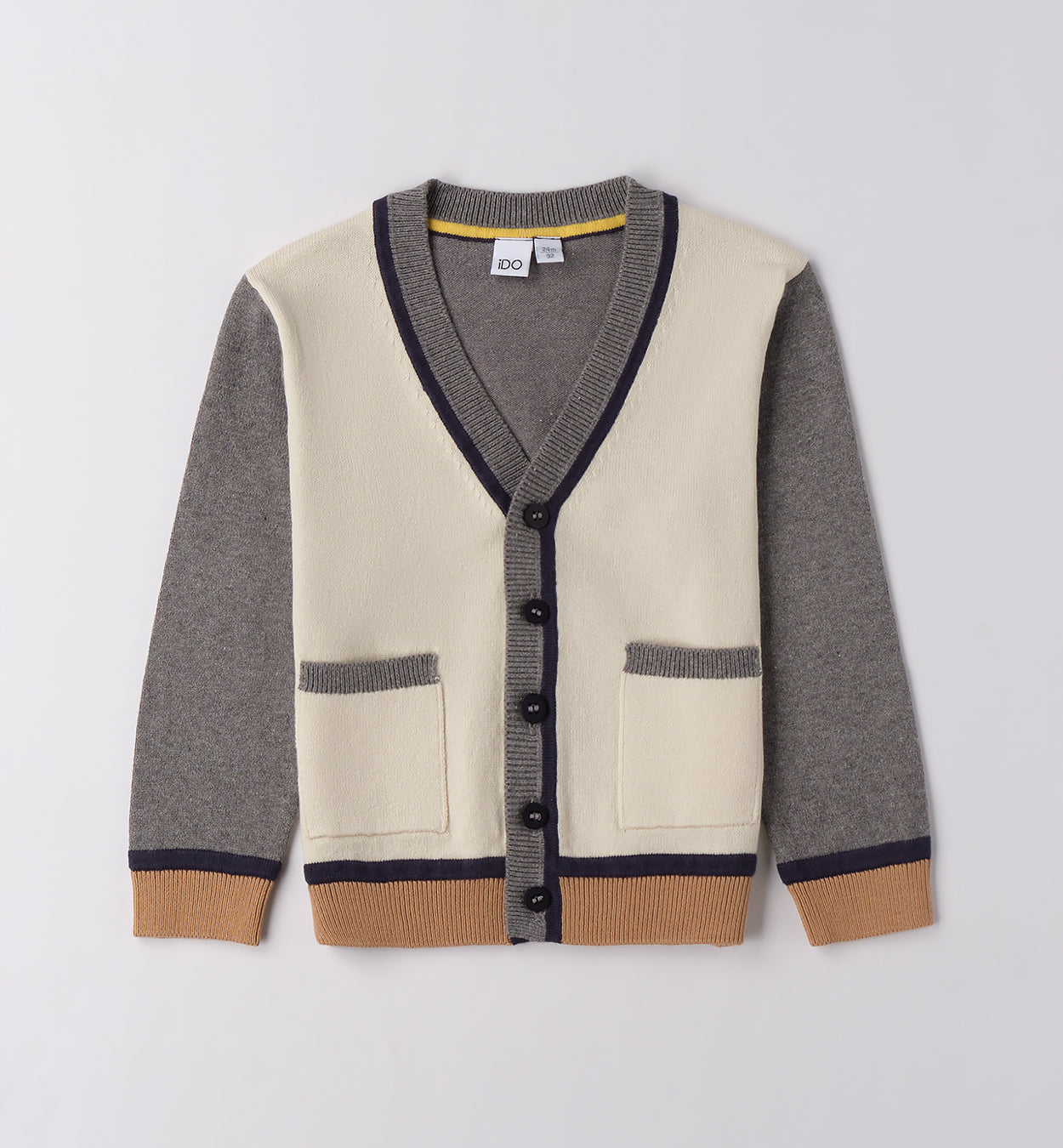 Completo bambino caldo cotone cardigan panna e grigio