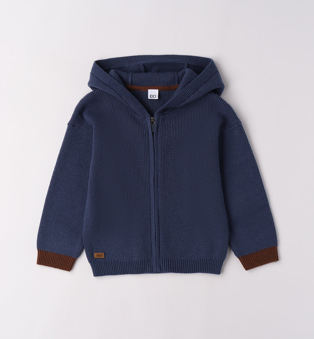 Completo bambino felpa blu e pantaloni cammello