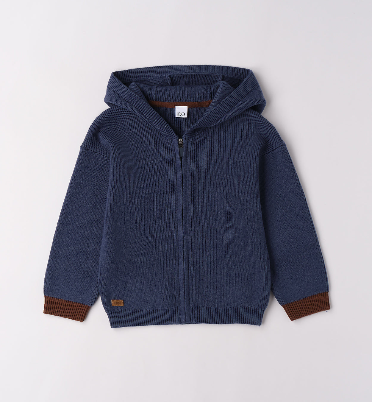 Completo bambino felpa blu e pantaloni cammello